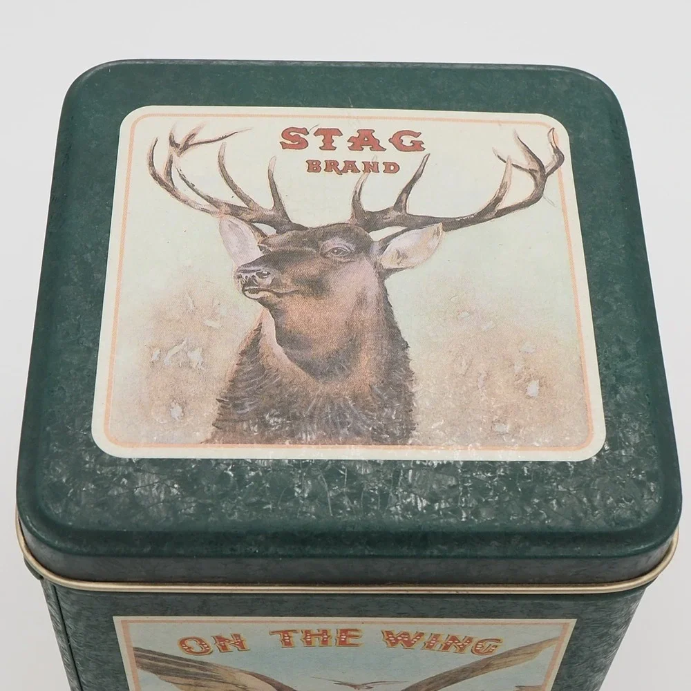 Vintage Metal Tin Box Mallard Stag Jack Rabbit Retro Keepsake Container Rustic